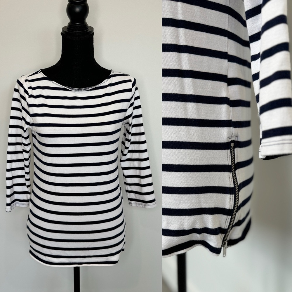 Gap White Striped Long Sleeve Top (S)